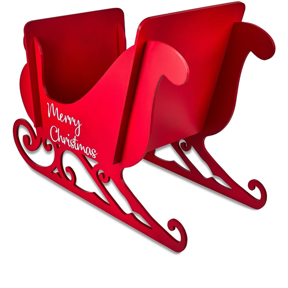 Christmas Holiday Time Wooden Slotted Sleigh. Brand New. - Picture 2 of 8
